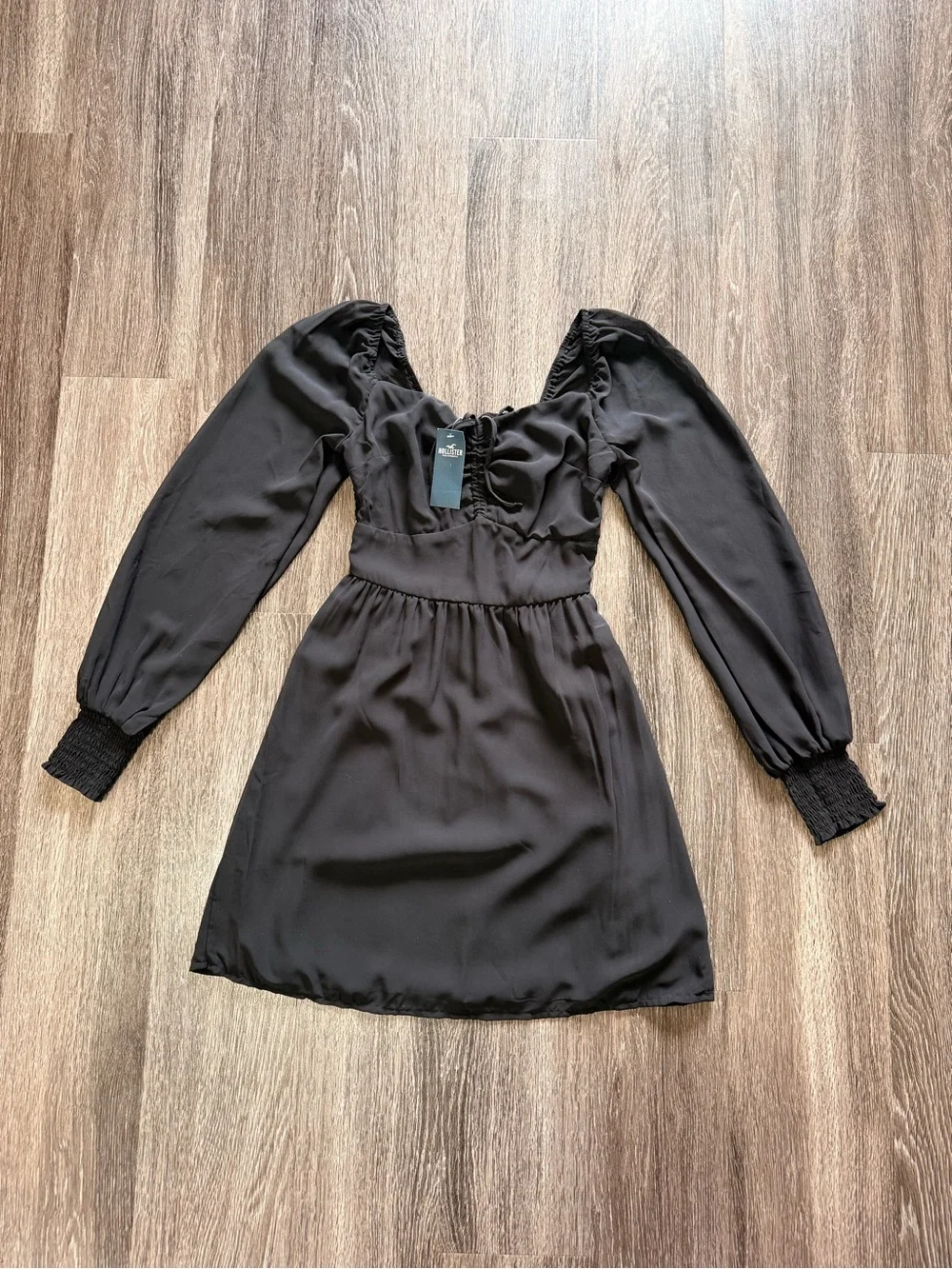 Hollister Black Long-Sleeve Square Neck Babydoll Dress size XS - Picture 5 of 12